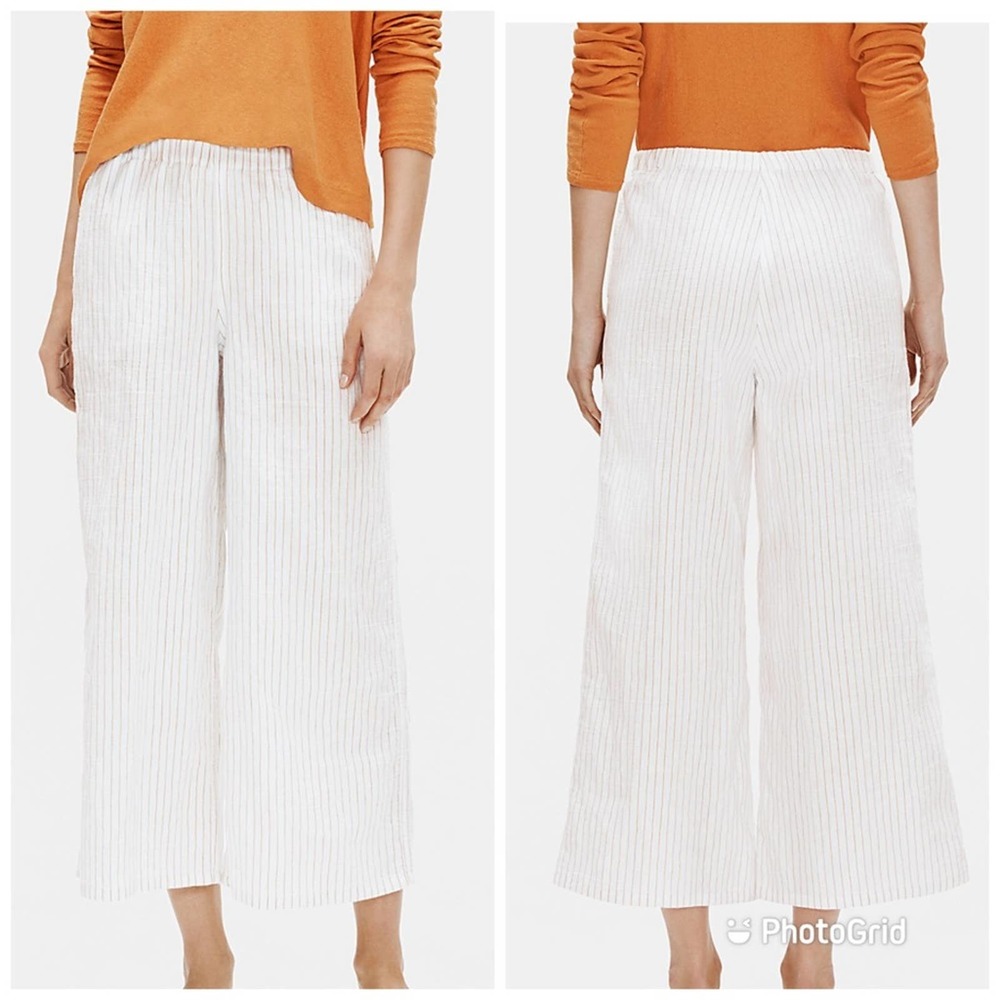Eileen Fisher White Striped Pants